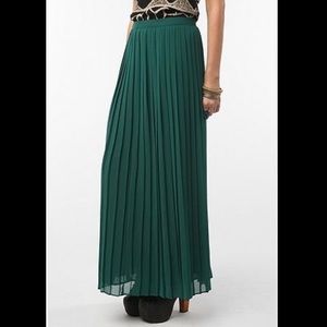 Teal Pleated Maxi Skirt